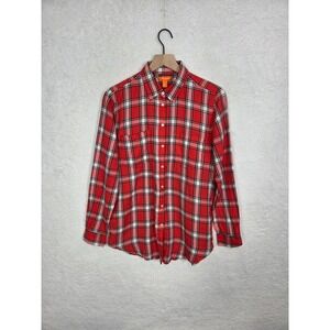 Joe Fresh Mens Red Plaid LS Button Down Shirt M Pockets Casual Preppy Grunge